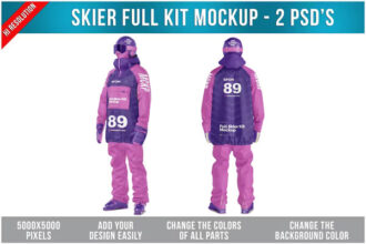 Complete Skier Kit Mockup 2 PSD