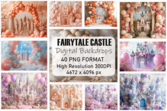 Dreamy Fairytale Castle Digital Backdrop