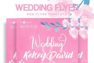Pink Floral Wedding Flyer and Facebook Cover Templates