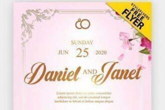 Pink Floral Wedding Party Invitation Flyer Template